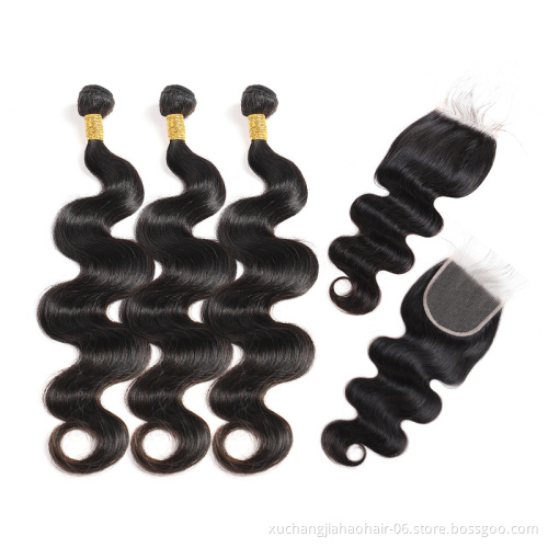 Wholesale Brazilian Hair Vendors 100% Brazilian Human Hair Bundles With Closure Straight Body Wave Human Hair Extension